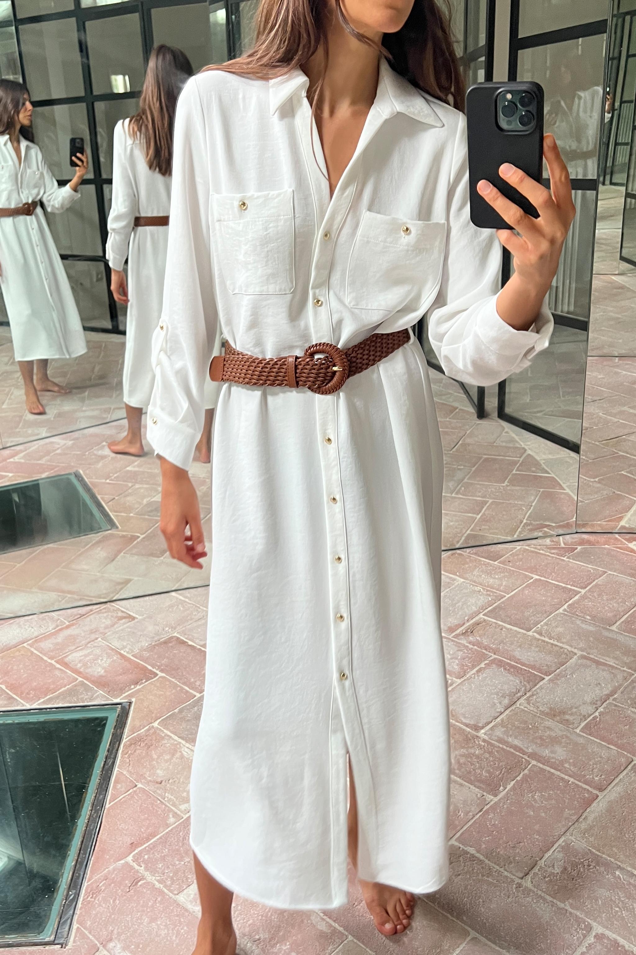 Женское Платье футболка-рубашка ZARA BELTED SHIRTDRESS ZARA