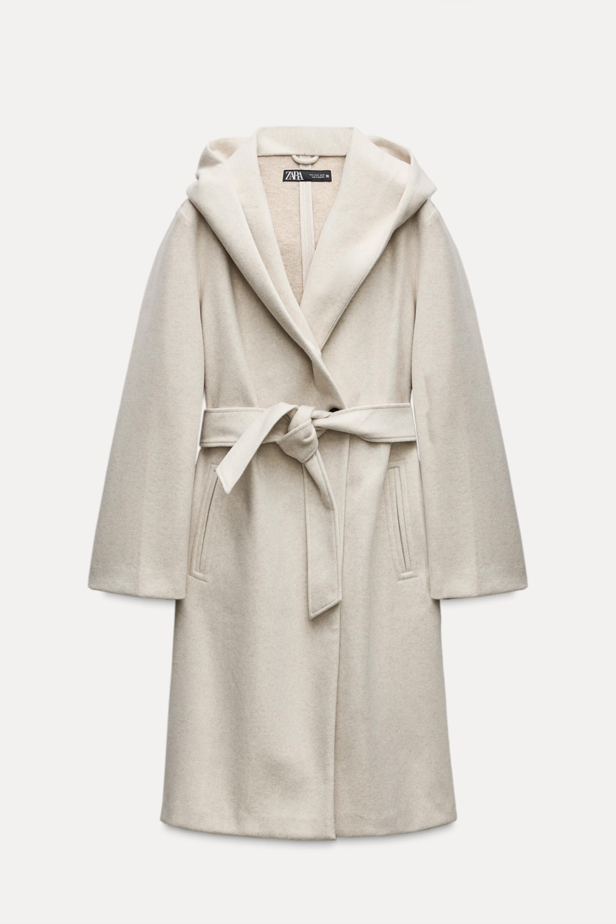 Женская Повседневная куртка ZARA BELTED SOFT HOODED COAT ZARA