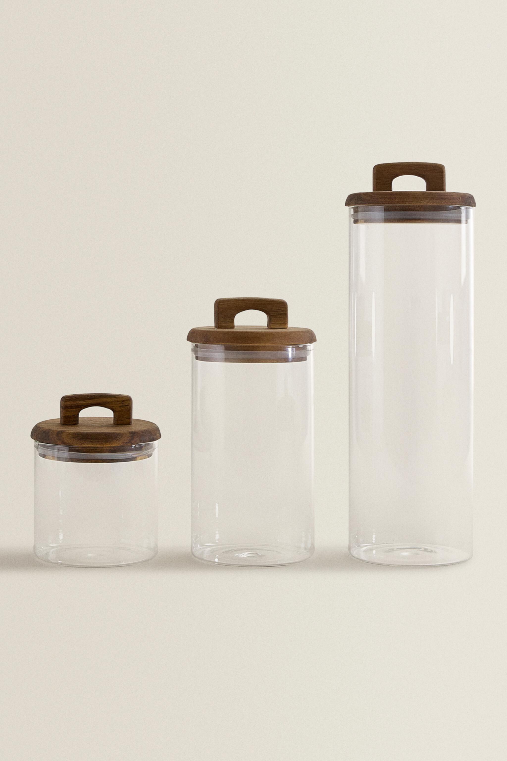 BOROSILICATE GLASS AND WOOD STORAGE JAR Zara Home