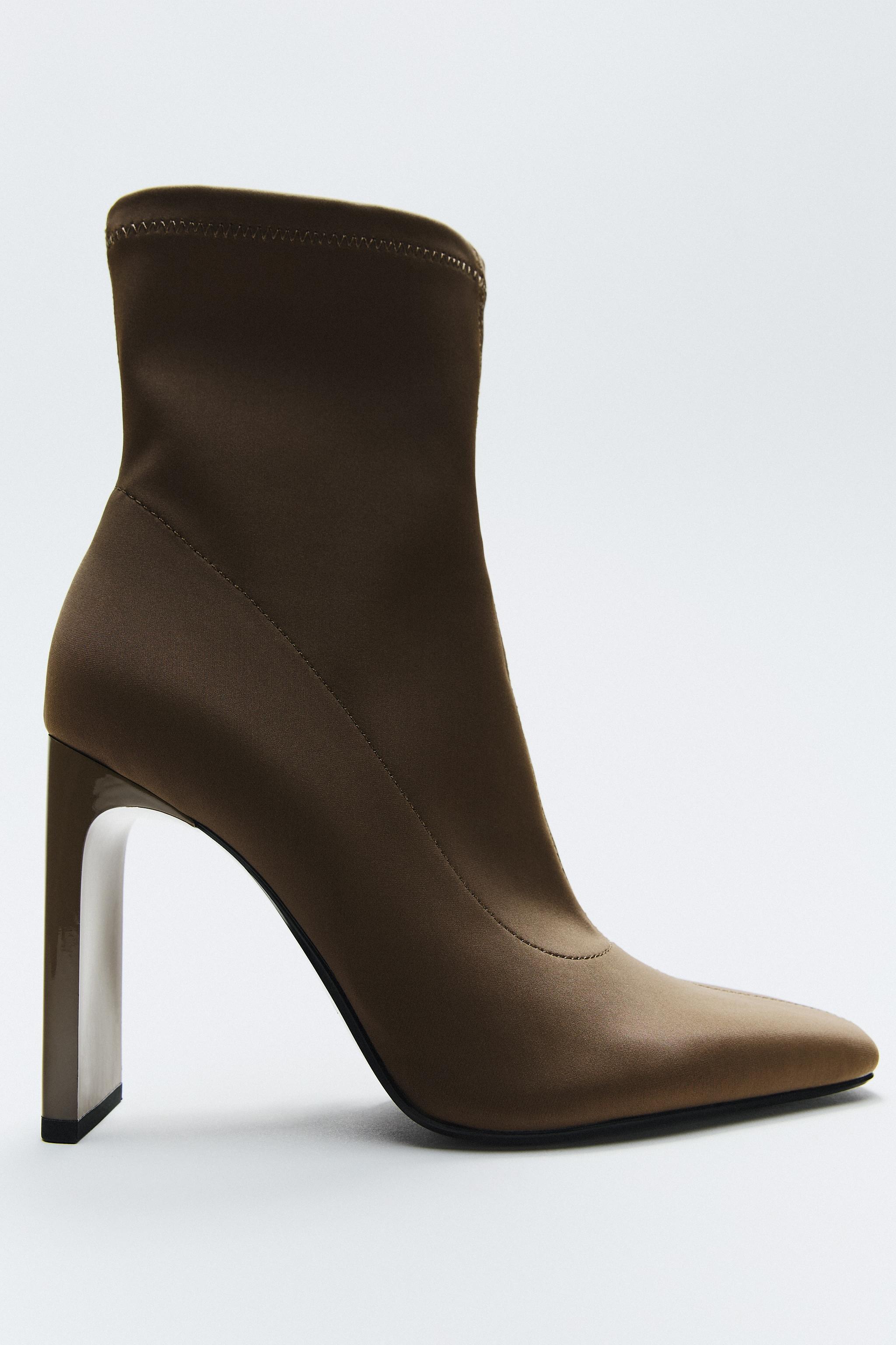 Женские Ботильоны на каблуке Zara FABRIC HEELED ANKLE BOOTS ZARA