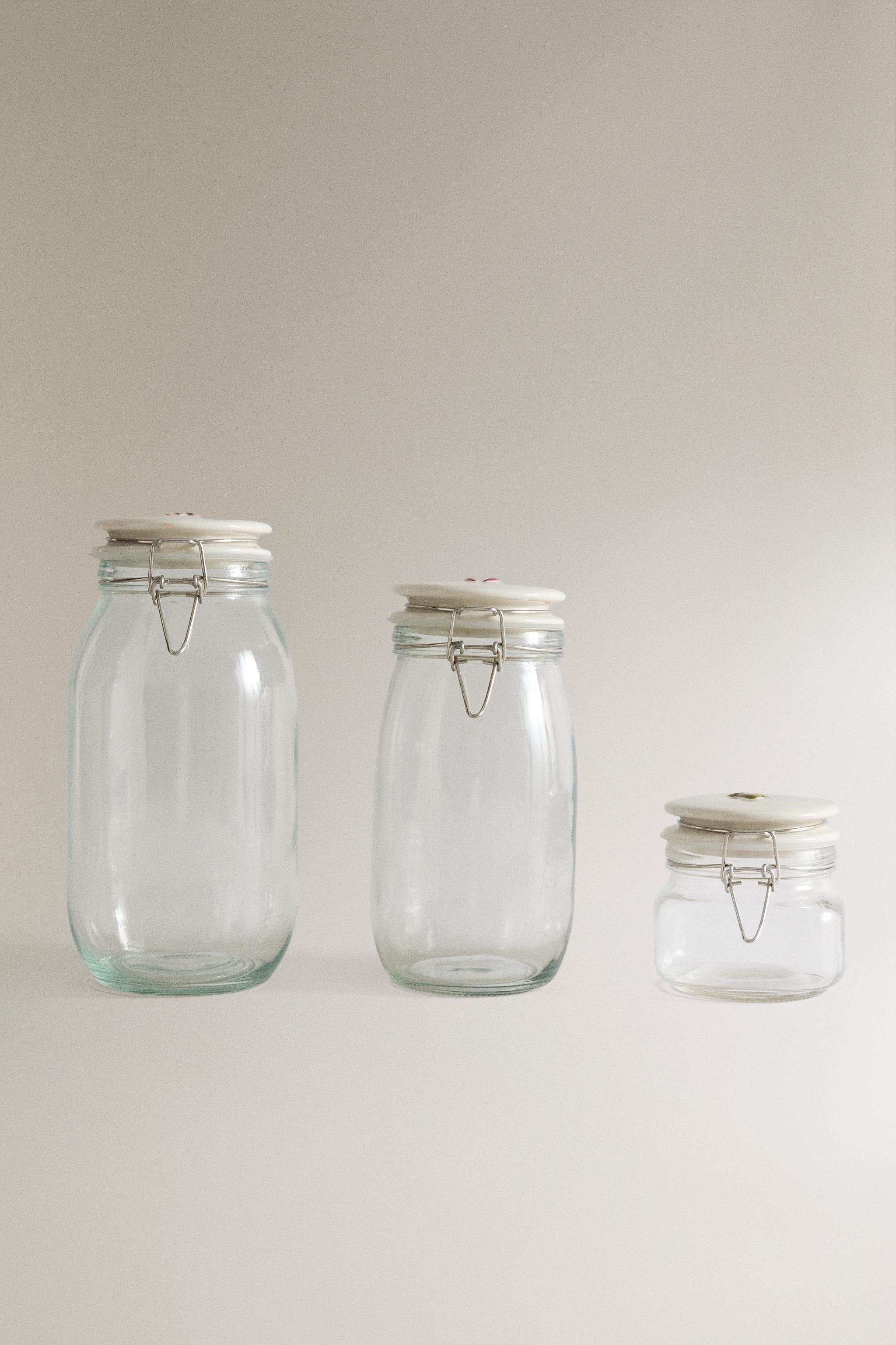 GLASS KITCHEN JAR WITH CERAMIC LID Zarahome