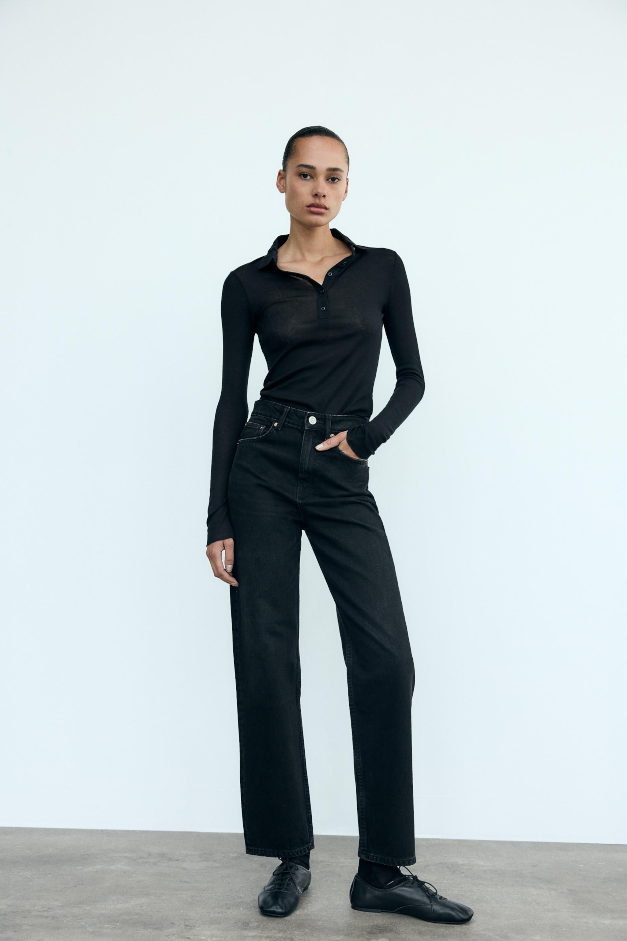 Женские Прямые Джинсы ZARA HIGH-WAISTED TRF MOM FIT ZARA