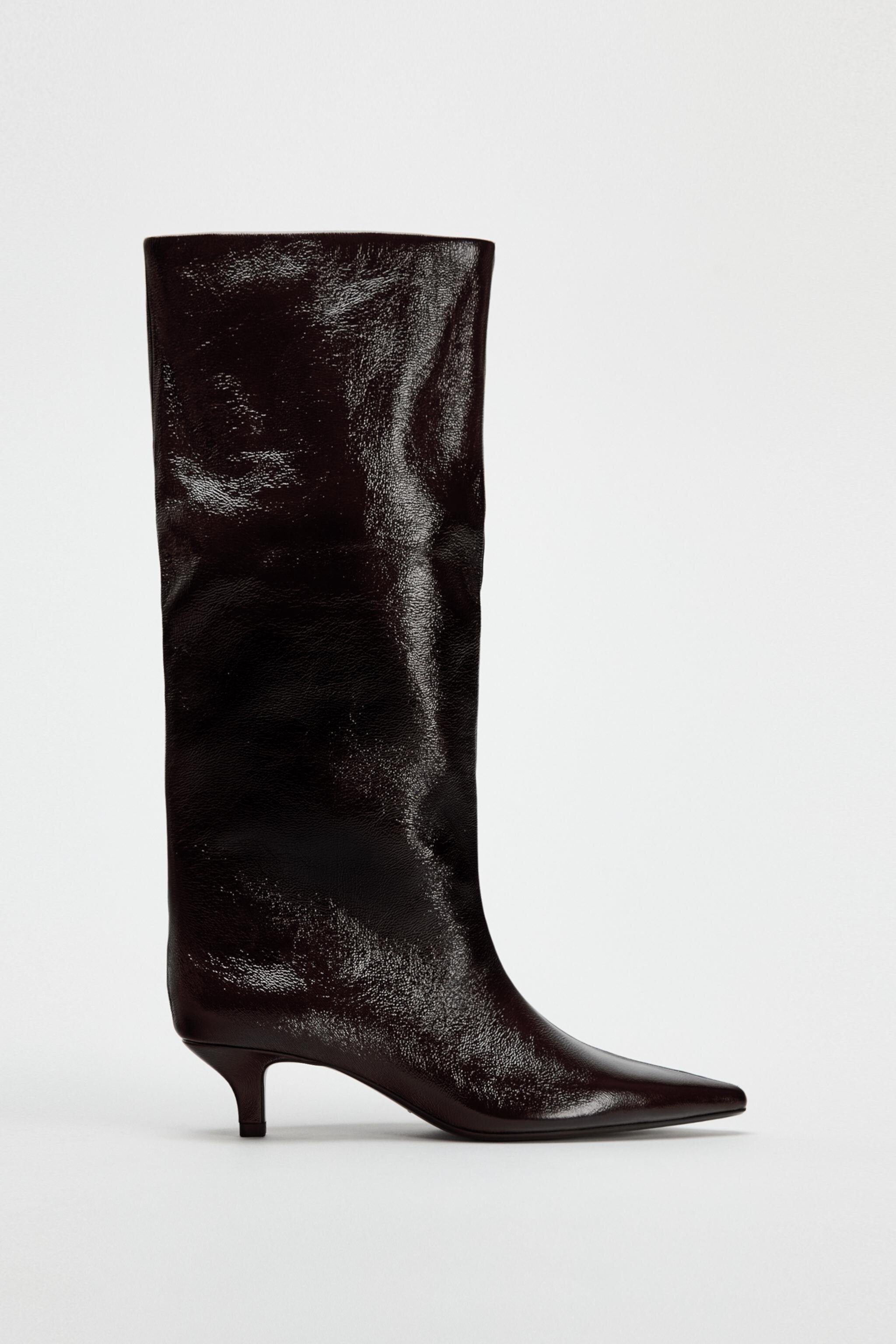 Женские Ботильоны на каблуке Zara KITTEN HEEL KNEE HIGH BOOTS ZARA