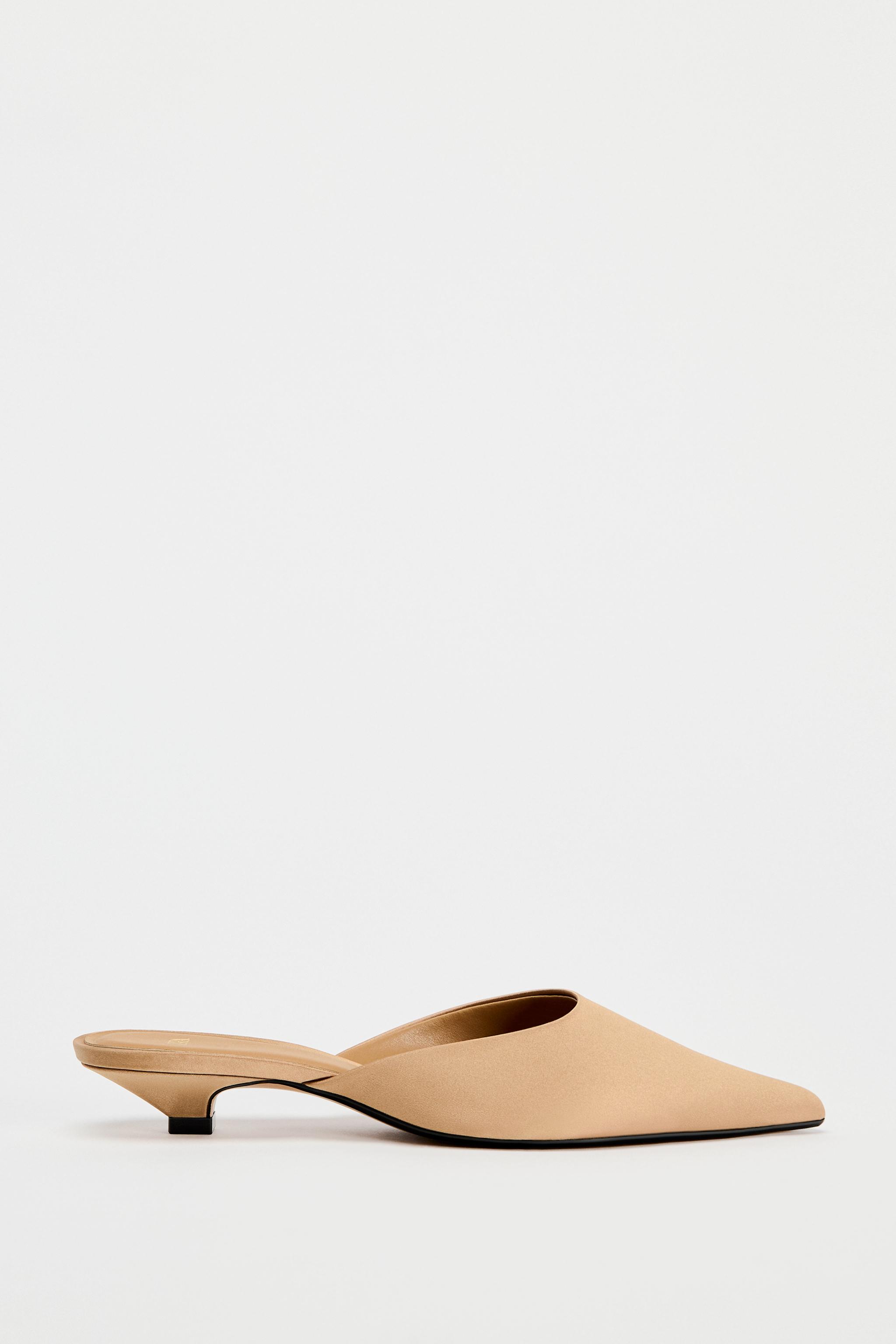 KITTEN HEEL FABRIC MULES ZARA