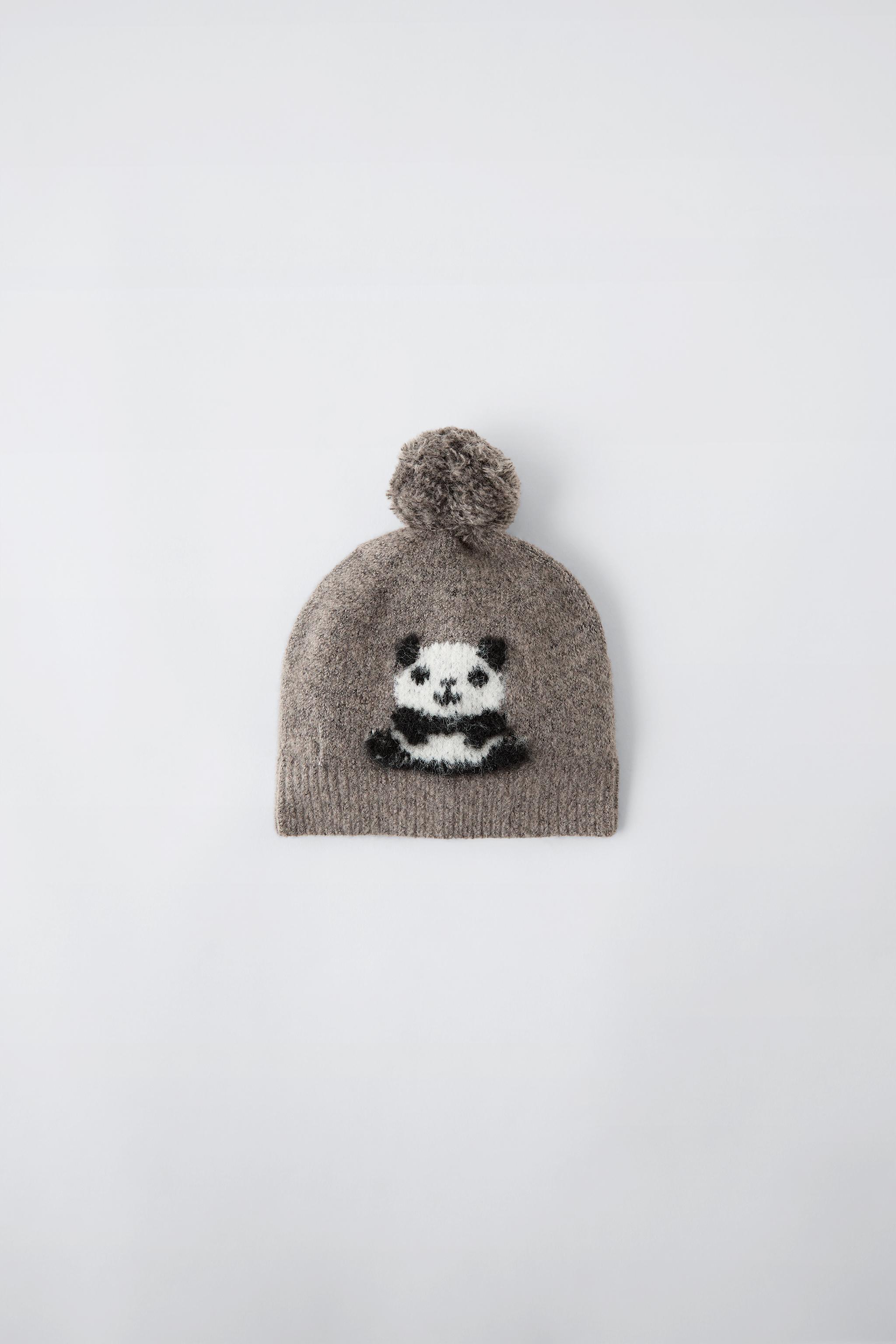 Шапка с помпоном Zara KNIT PANDA BEAR HAT ZARA