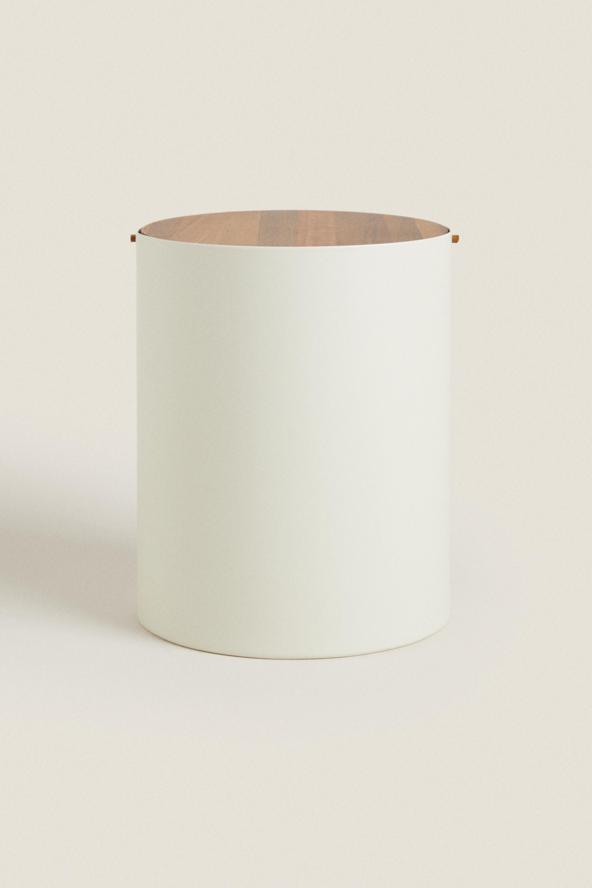 METAL BIN WITH WOOD LID Zarahome