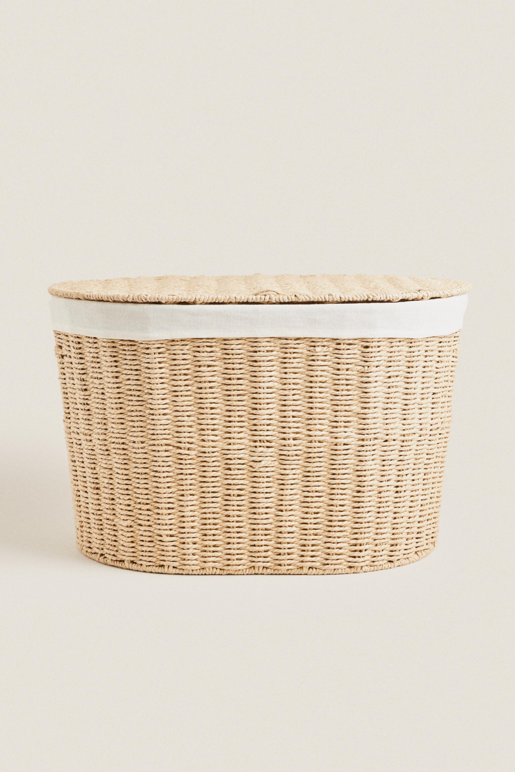 OVAL FABRIC-LINED LAUNDRY HAMPER Zara Home