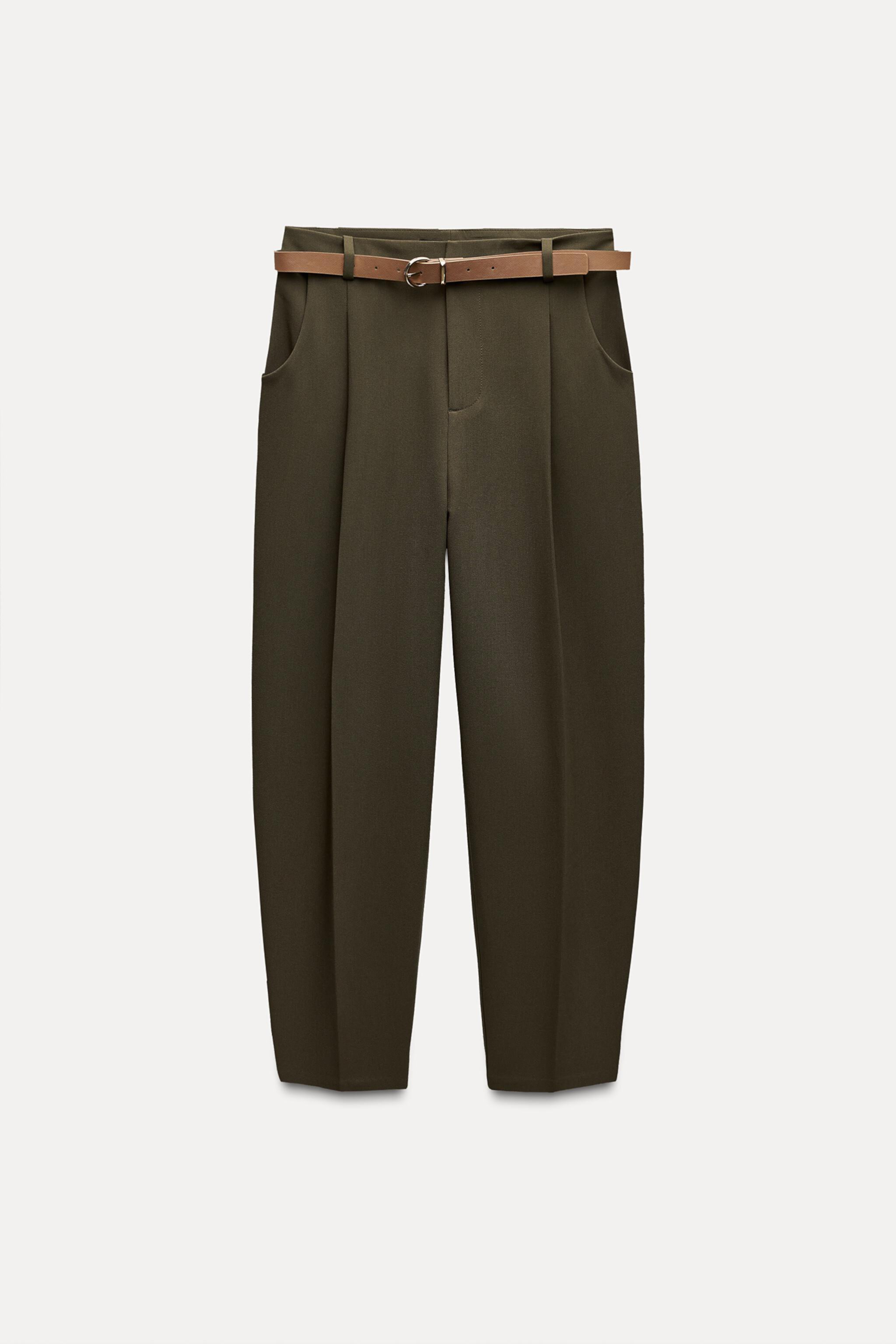 PLEATED PANTS WITH BELT ZARA