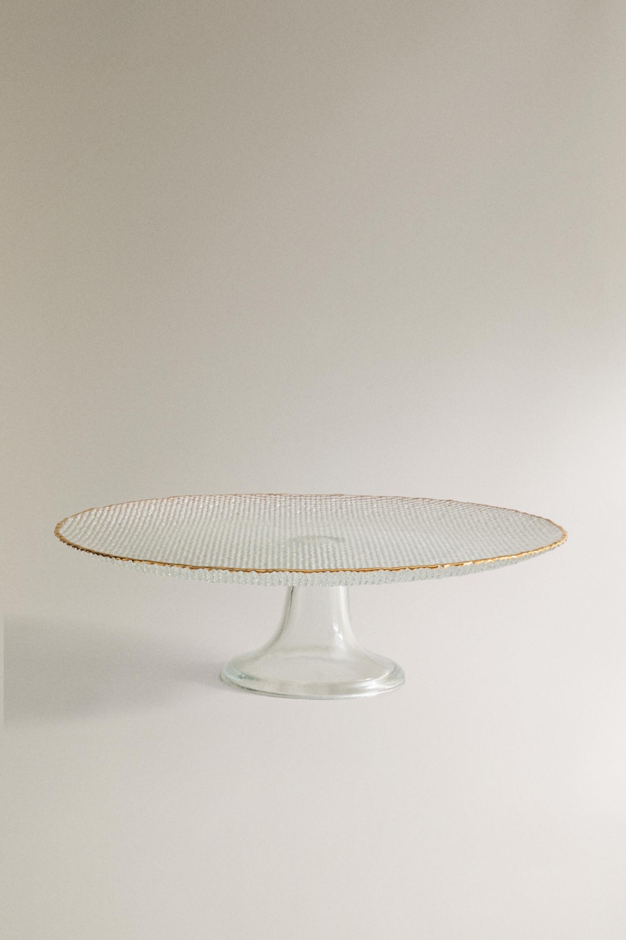 RAISED GLASS SERVING DISH WITH GOLD RIM Zara Home