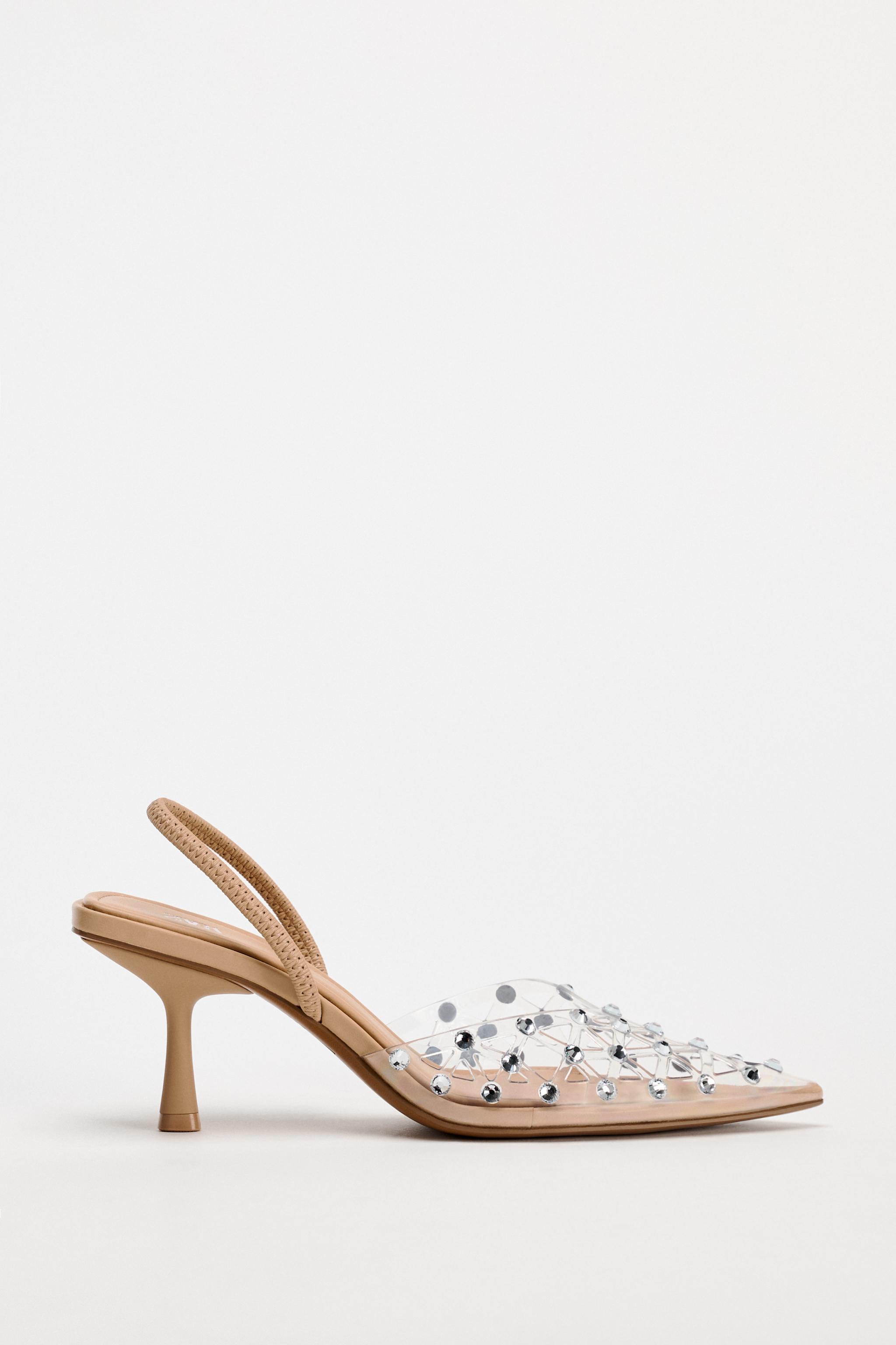 Женские Лодочки ZARA RHINESTONE HEELED SLINGBACKS ZARA