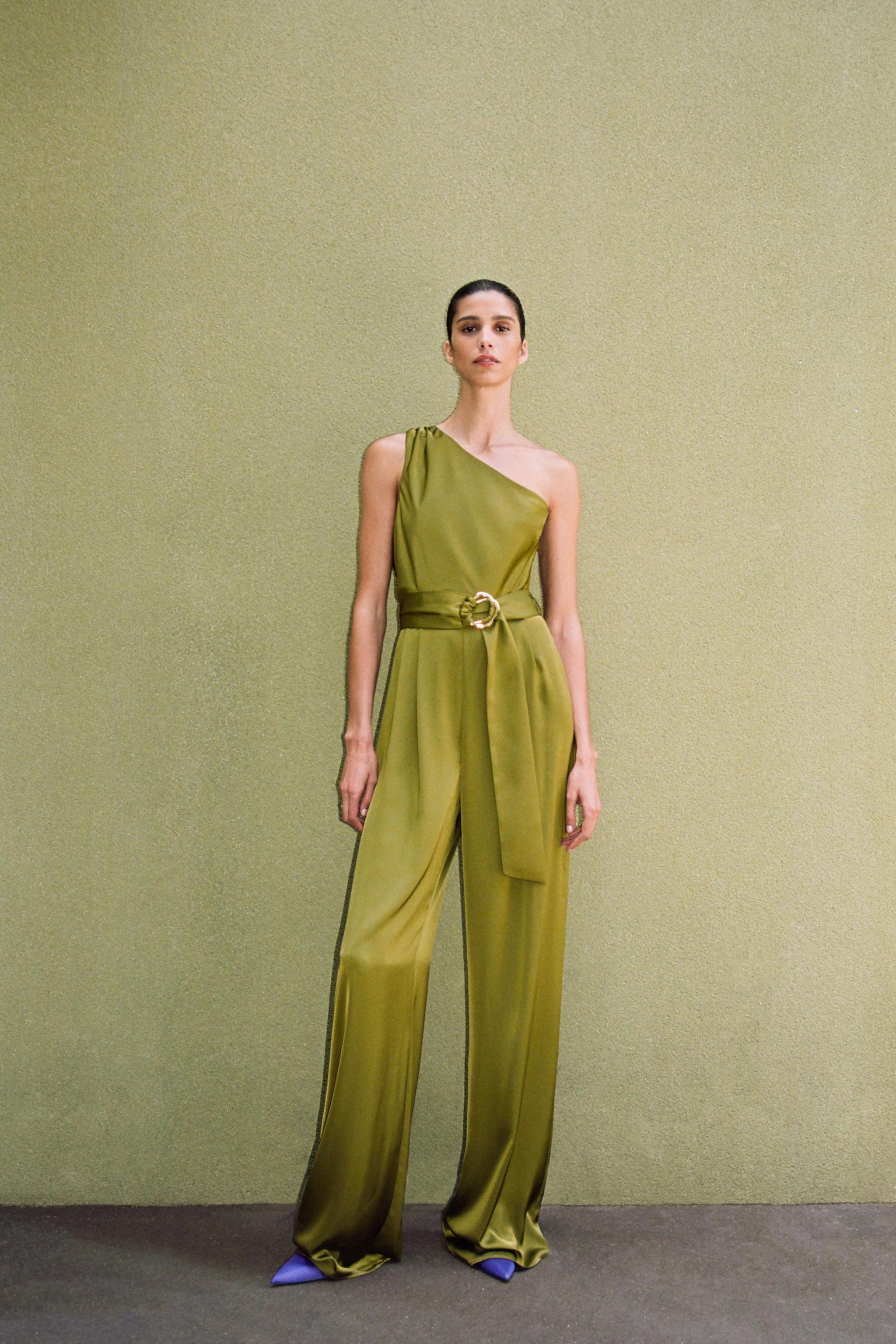 Женский Комбинезон ZARA SATIN EFFECT ASYMMETRIC JUMPSUIT ZARA