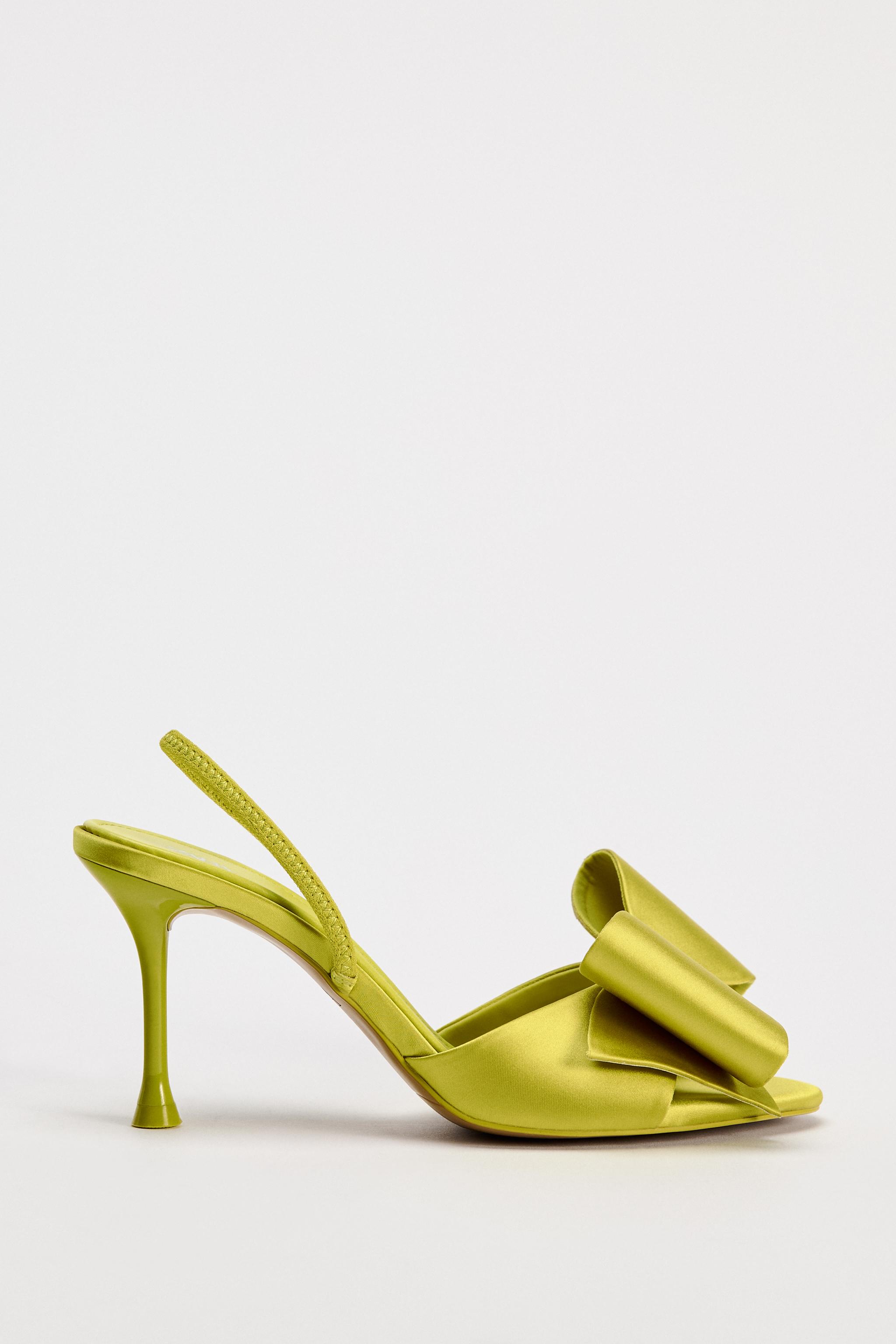 Женские Босоножки на каблуке Zara SATIN EFFECT BOW HIGH HEEL SANDALS ZARA