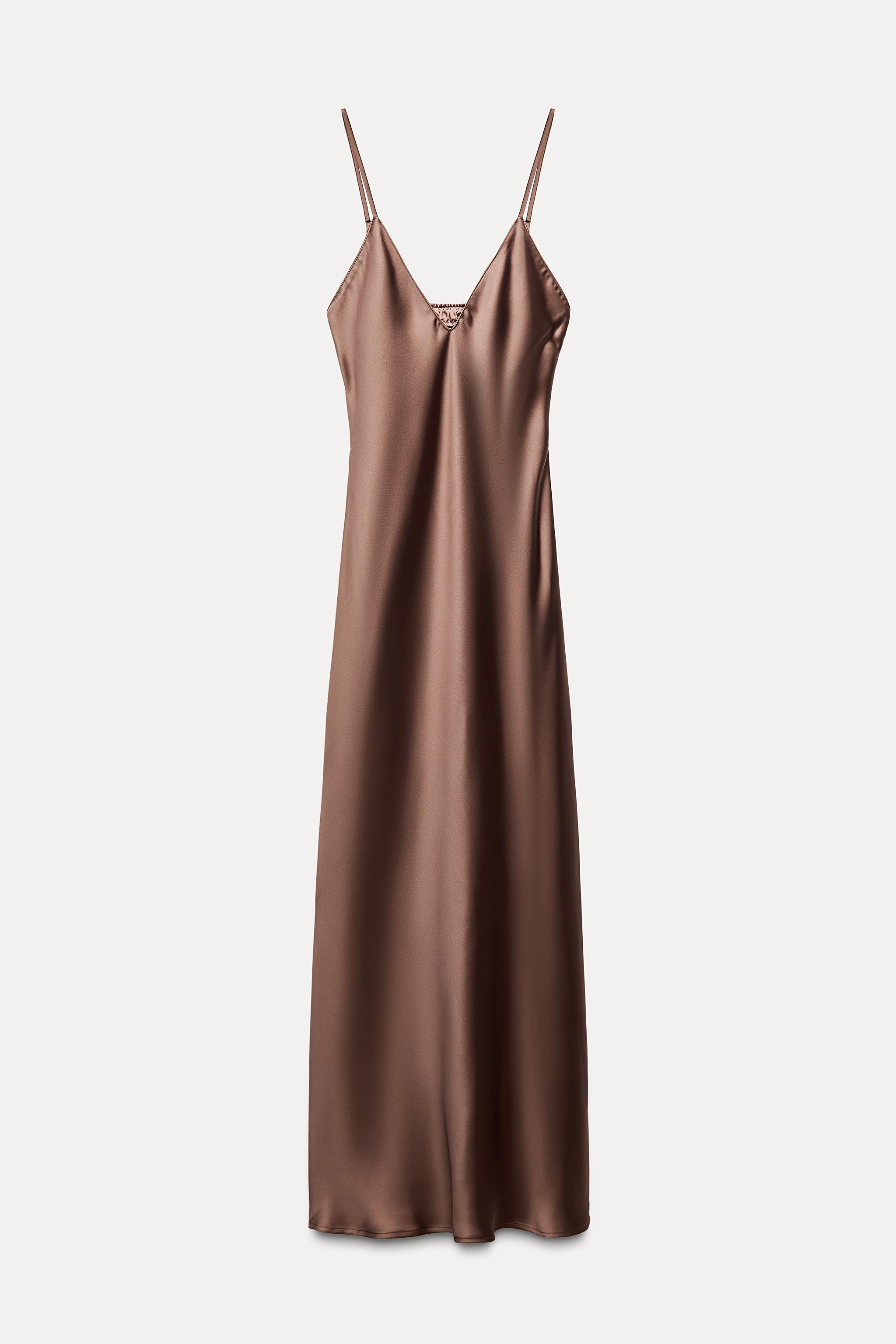 Женское Платье комбинации Zara SATIN EFFECT MIDI SLIP DRESS ZARA