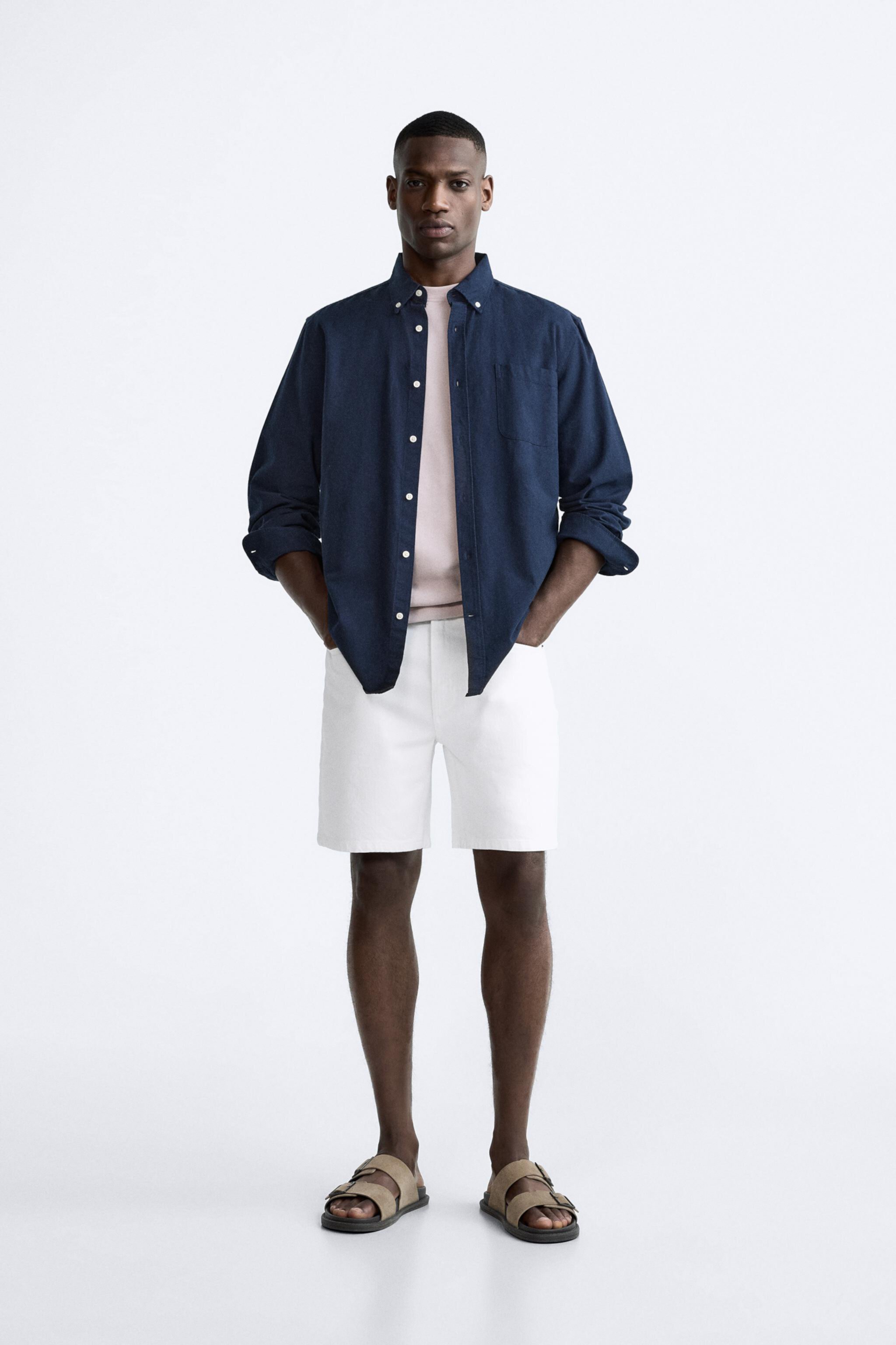 Мужские Джинсовые шорты Zara SOLID COLOR DENIM SHORTS ZARA