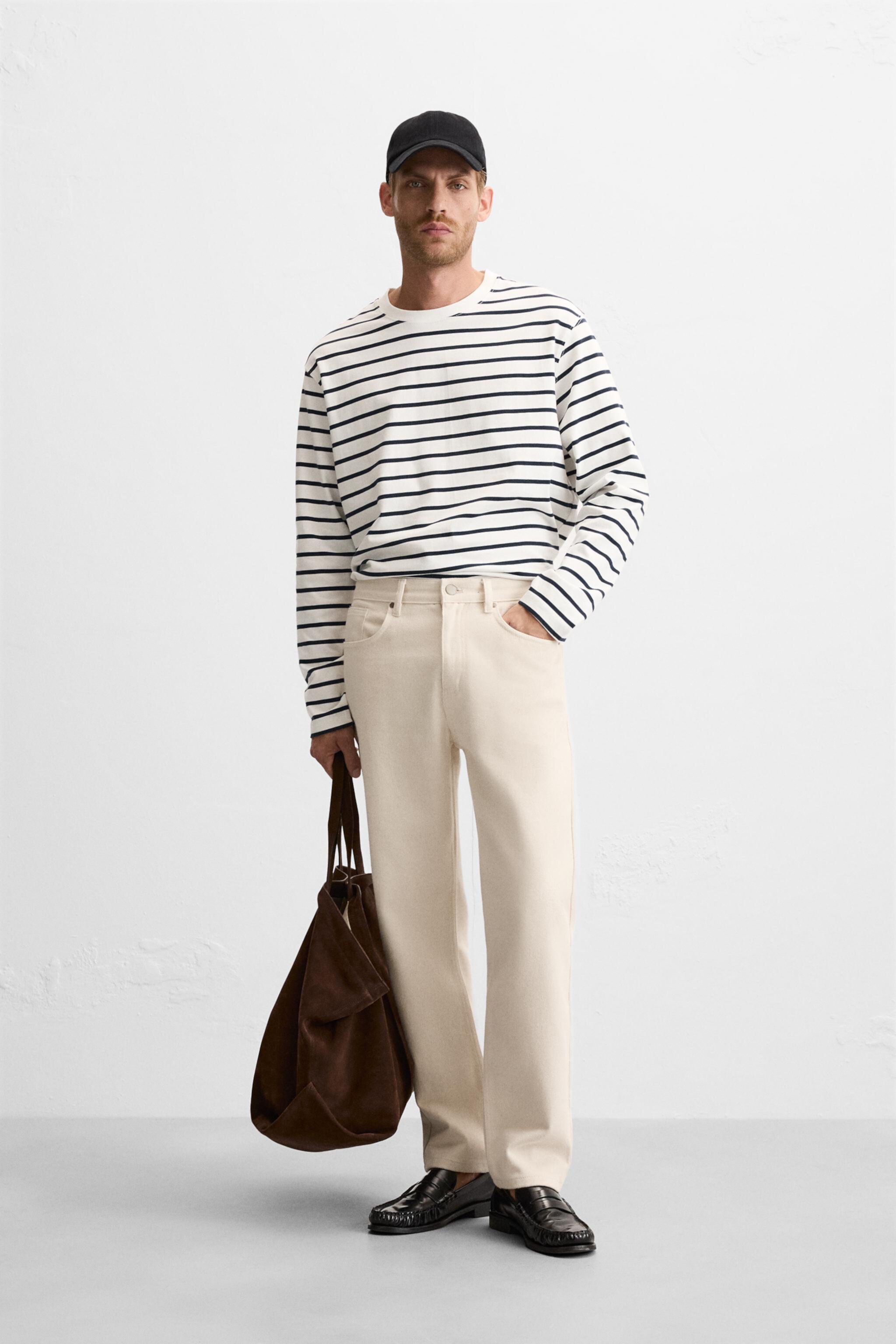 Мужская Лонгслив Zara STRIPED T-SHIRT ZARA