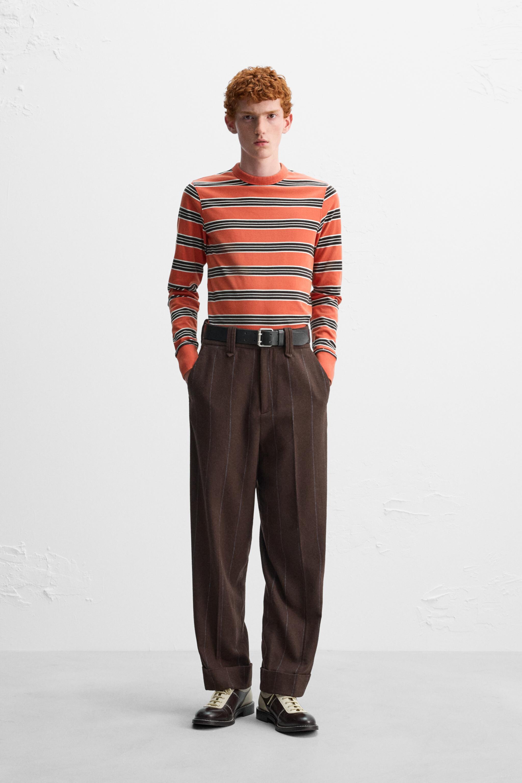 Мужской Лонгслив Zara STRIPED T-SHIRT X HARRY LAMBERT ZARA