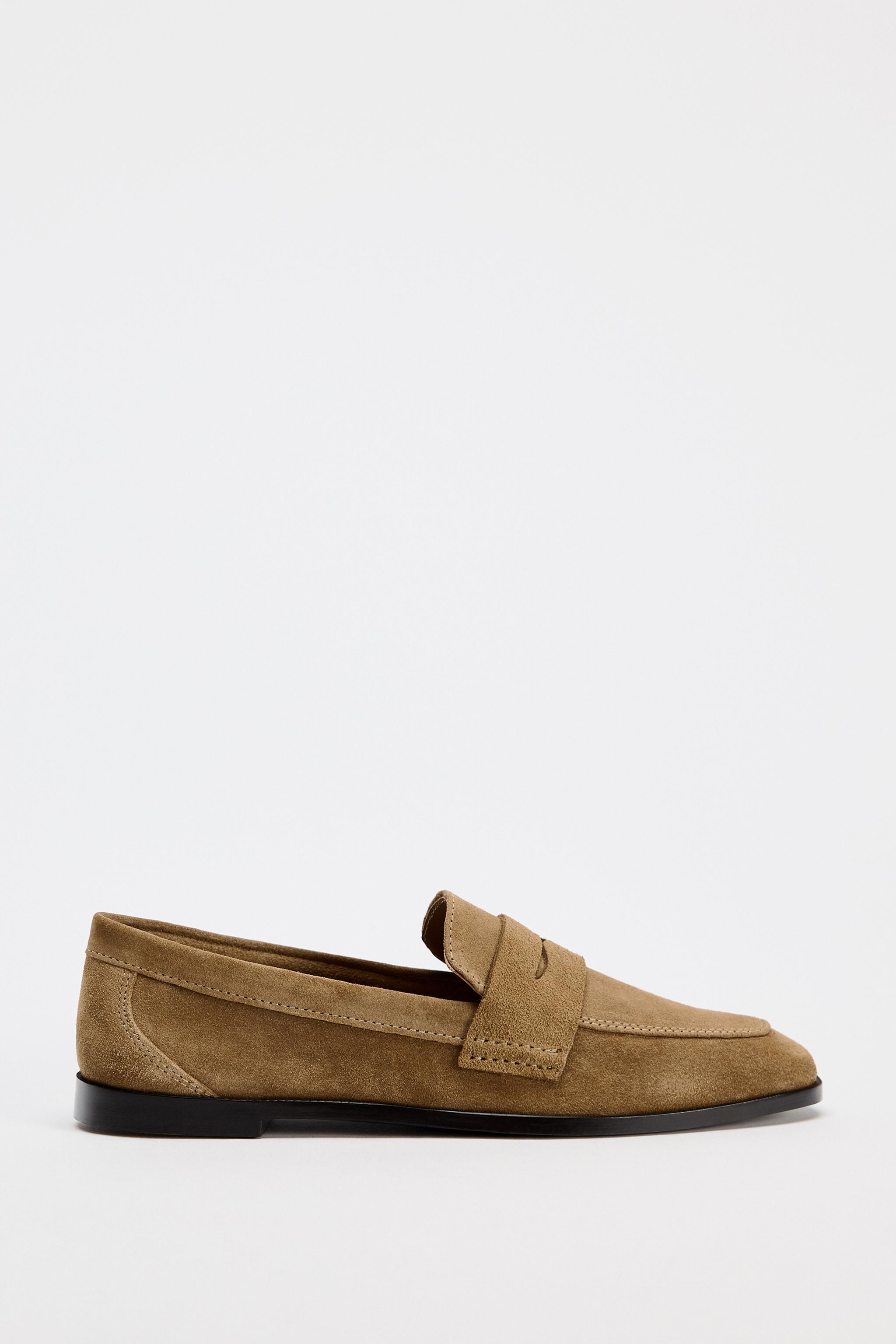 Женские Лоферы ZARA SUEDE PENNY LOAFERS ZARA