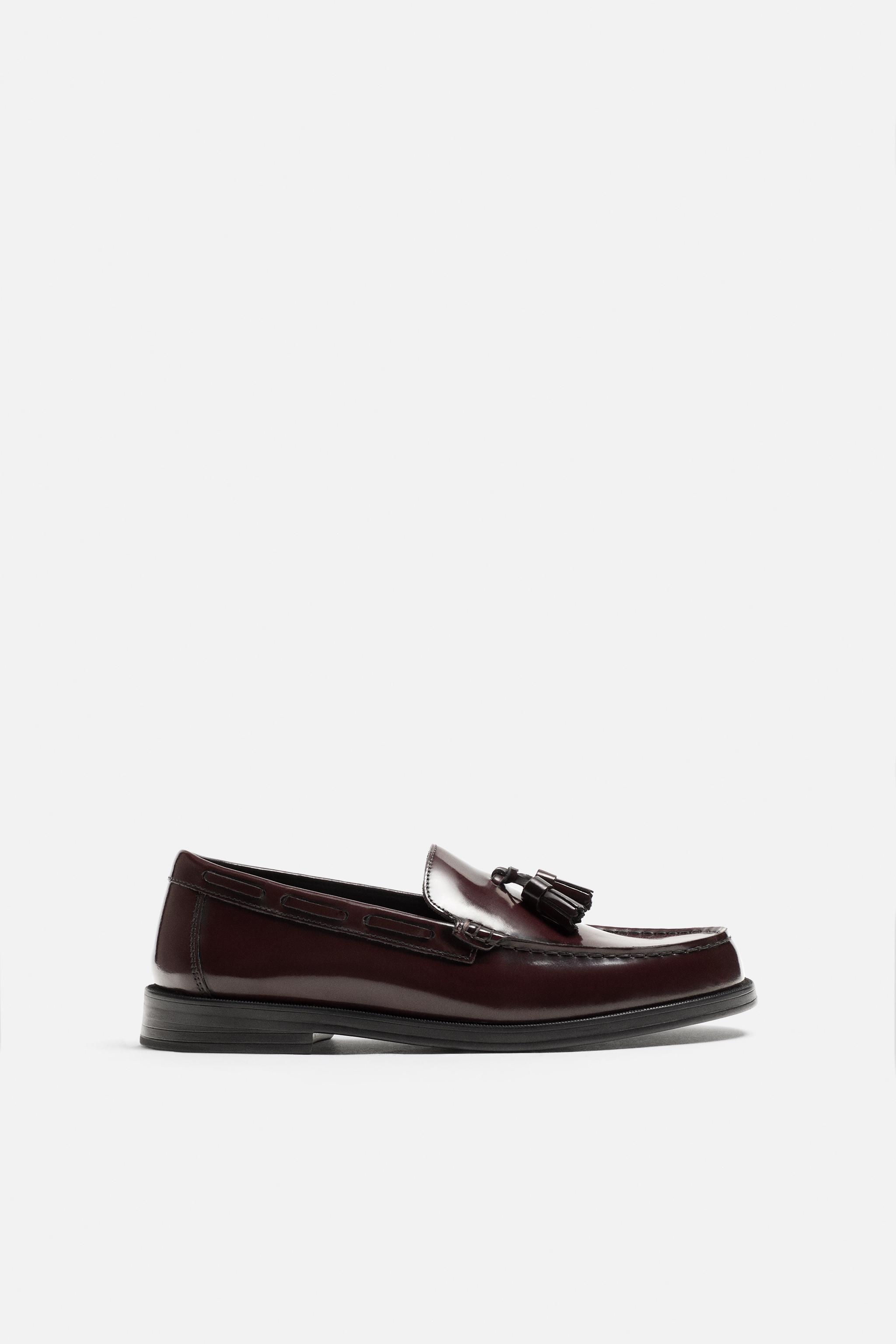 Мужские Лоферы ZARA TASSEL LEATHER LOAFERS ZARA