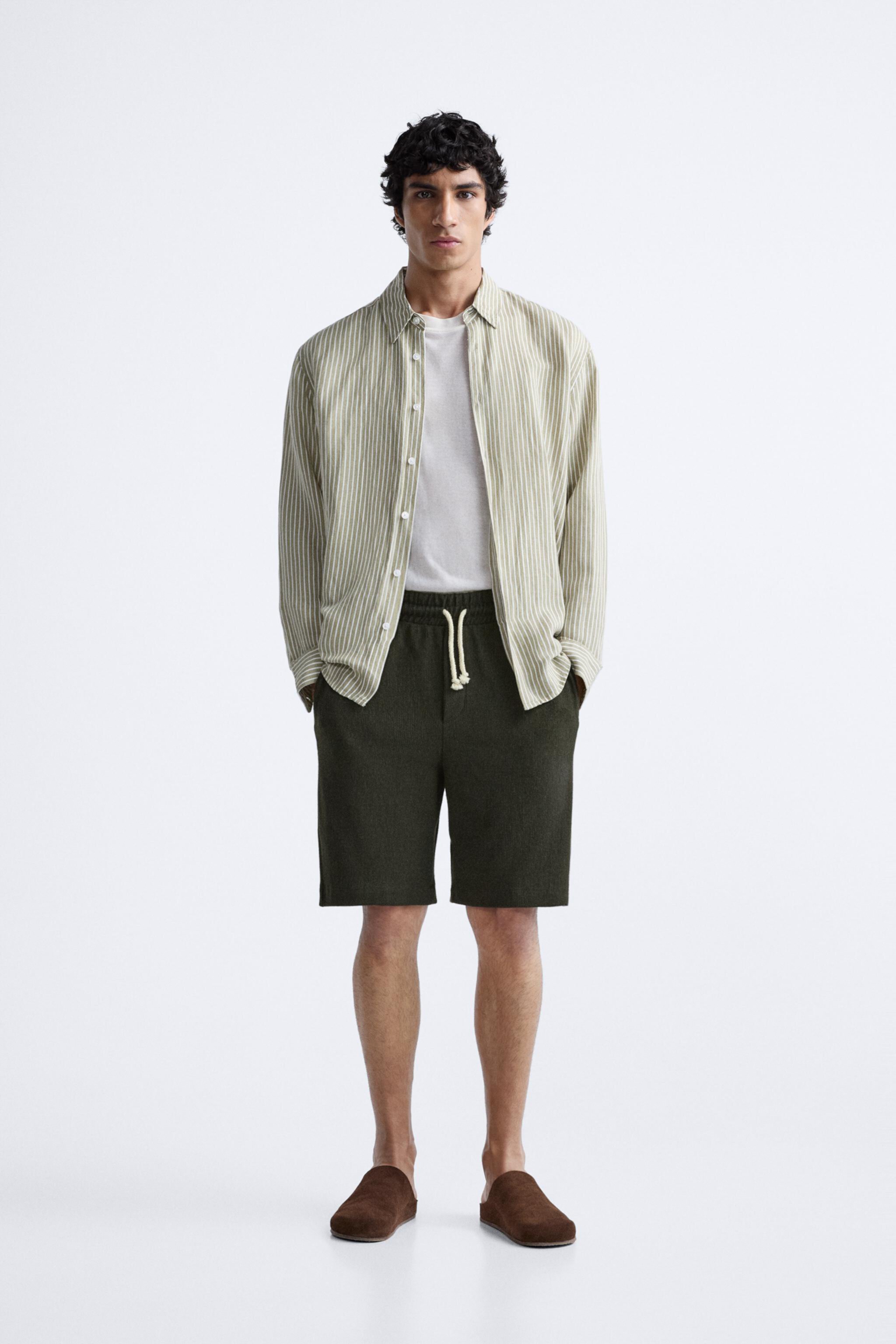 Мужские Спортивные шорты ZARA TEXTURED JOGGER SHORTS ZARA