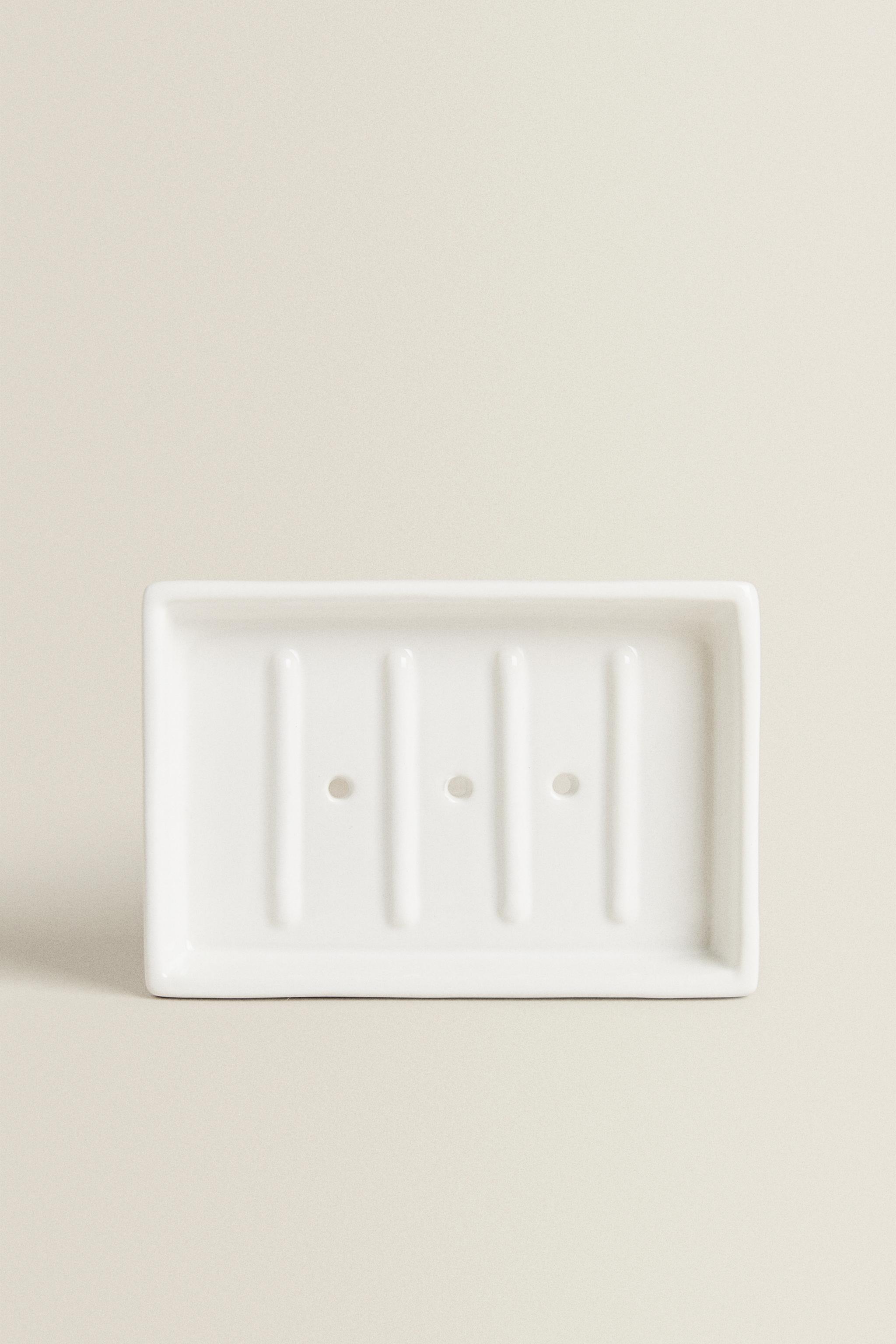 WHITE EARTHENWARE BATHROOM SOAP DISH Zara Home