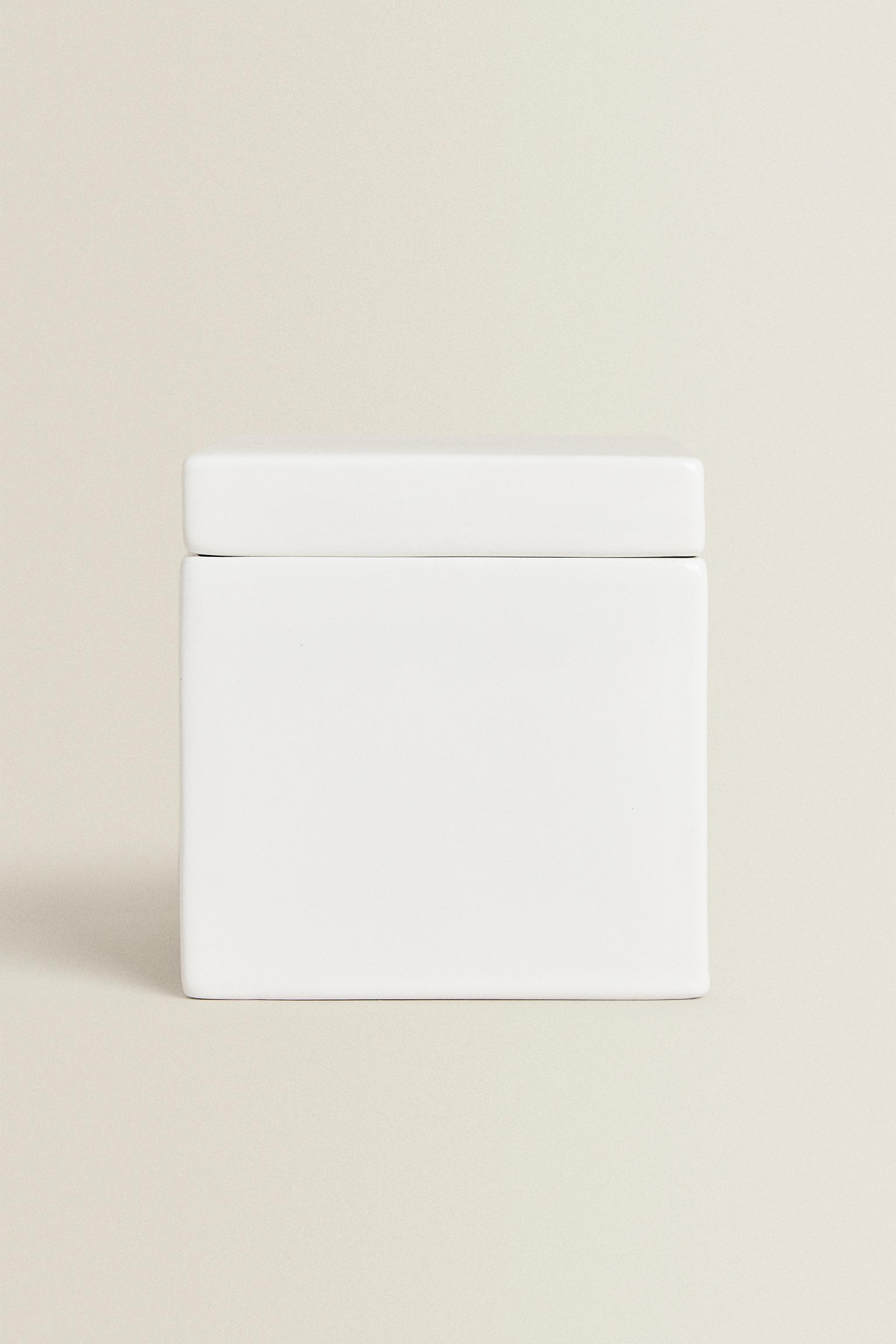 WHITE EARTHENWARE BATHROOM STORAGE JAR Zara Home