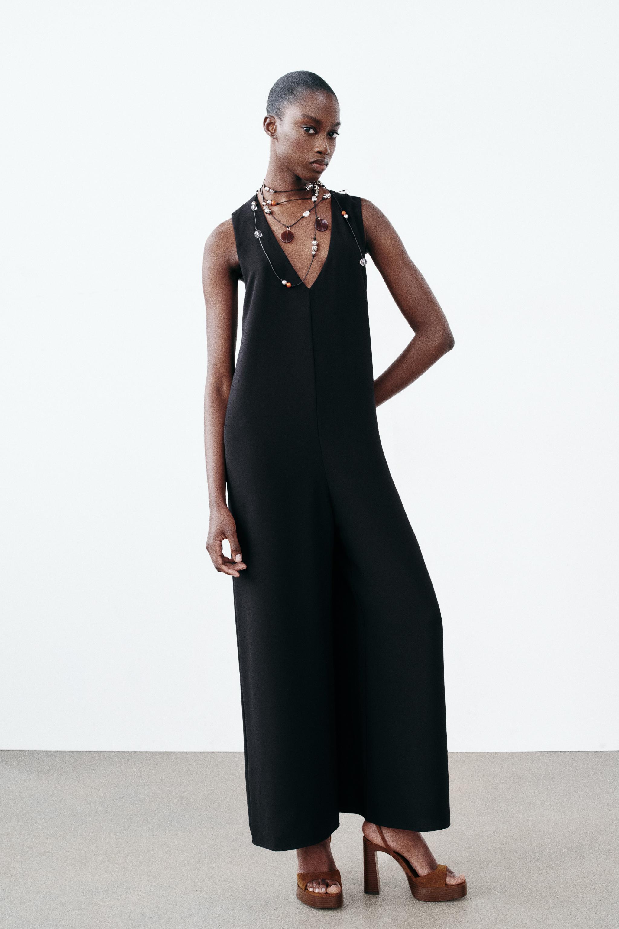 Женский Комбинезон Zara WIDE CREPE JUMPSUIT ZARA