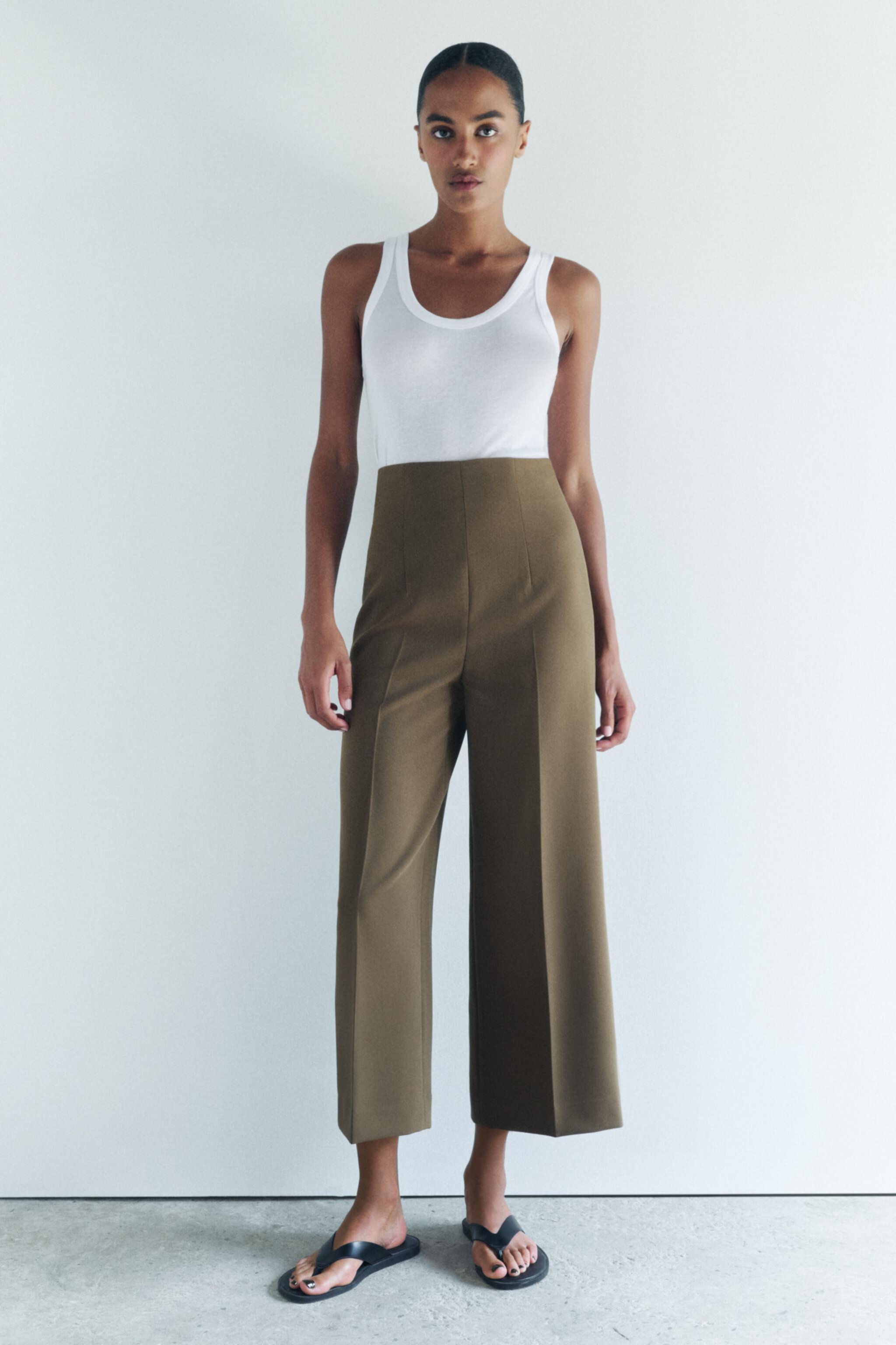 Женские Укороченные брюки Zara Wide Leg Culotte ZARA