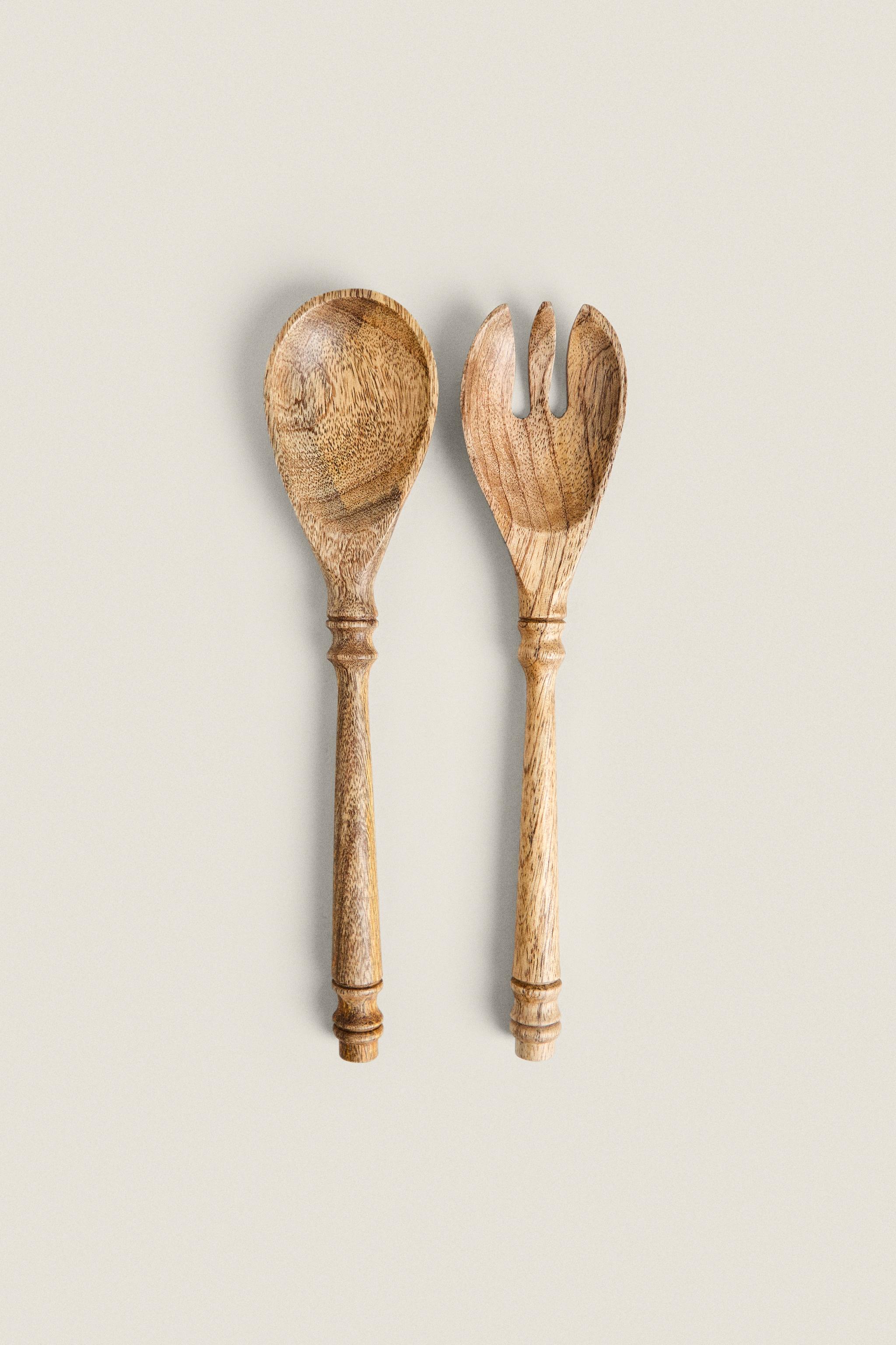 WOODEN SALAD FLATWARE SET (SET OF 2) Zarahome