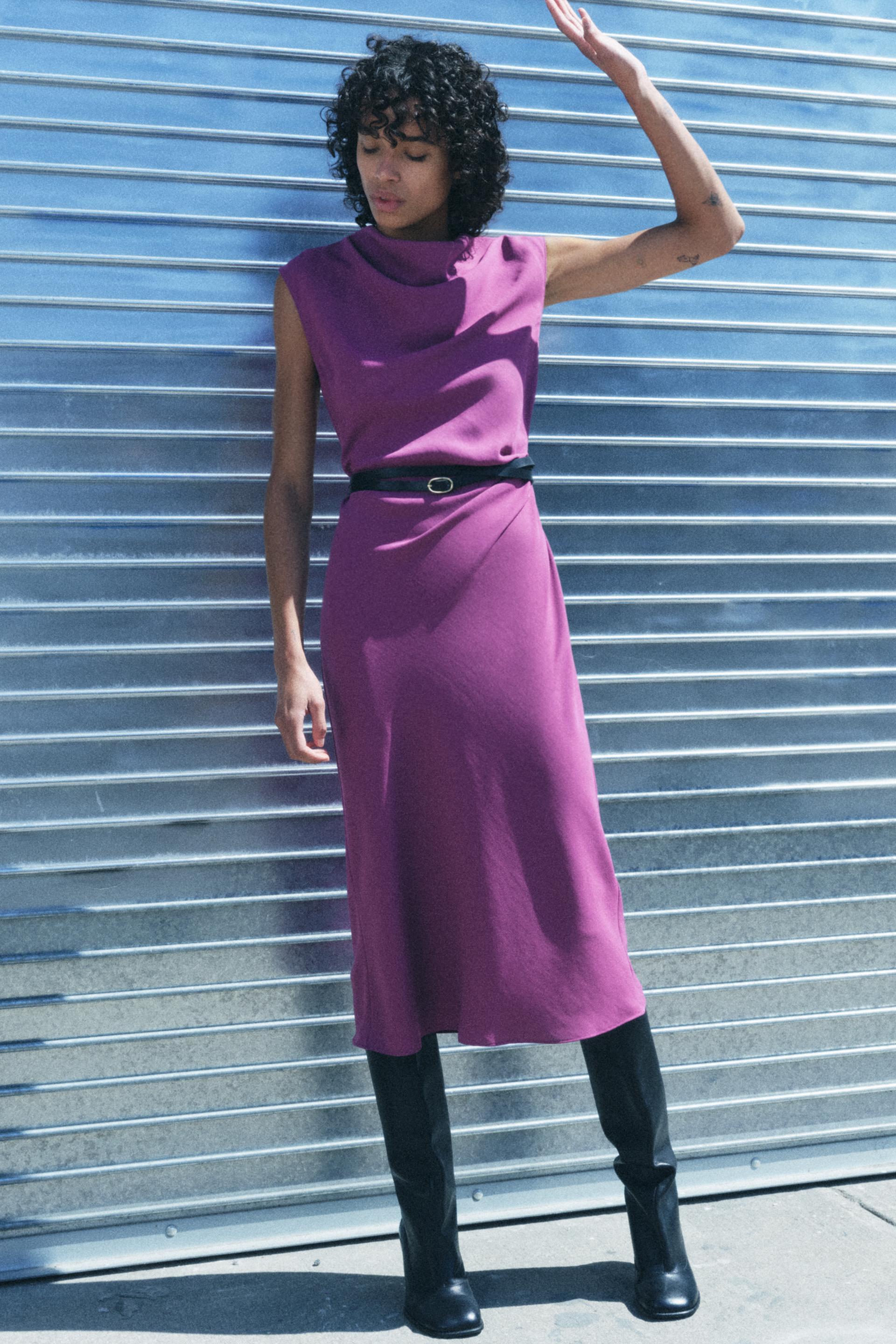 ZW COLLECTION BELTED MIDI DRESS ZARA