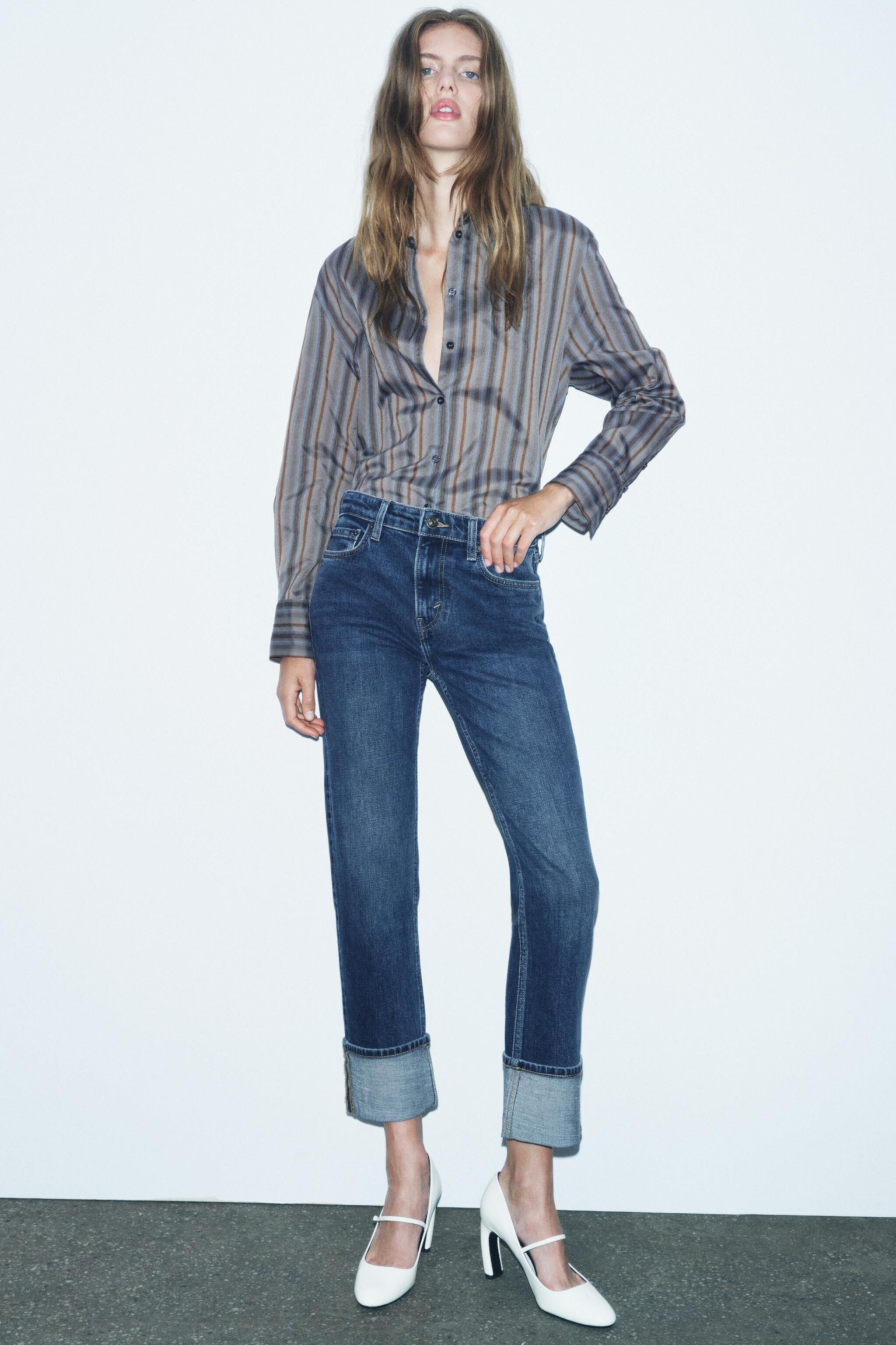 Женские Прямые Джинсы Zara ZW COLLECTION MID RISE SLIM ZARA