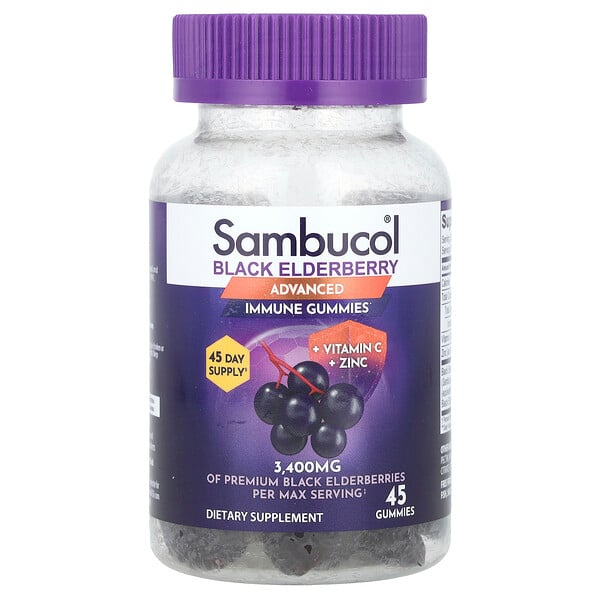 Black Elderberry Immune Gummies (Жевательные конфеты), Advanced, 45 Gummies Sambucol