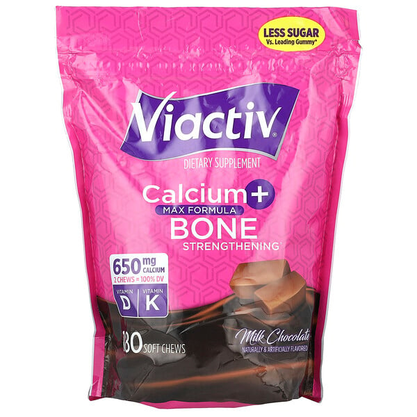 Calcium + Bone Strengthening, Milk Chocolate, 180 Soft Chews (Мягкие жевательные конфеты) Viactiv