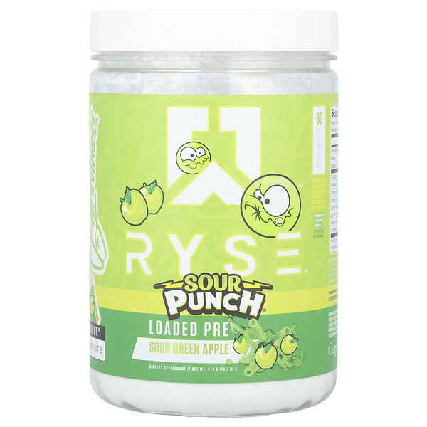 Loaded Pre, Sour Punch® Sour Green Apple, 16.7 oz (Унции) (474 g) RYSE