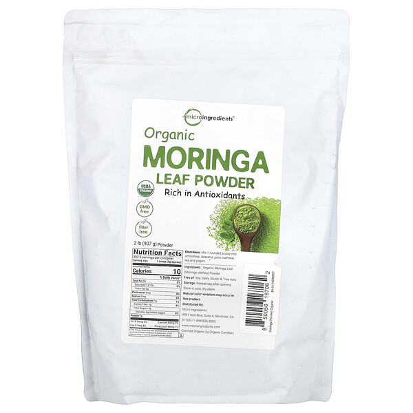 Organic Moringa Leaf Powder, 2 lbs (907 g) Micro Ingredients