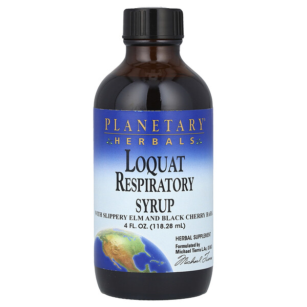 Loquat Respiratory Syrup, 4 fl oz (Жидкие унции) (118.28 ml) Planetary Herbals