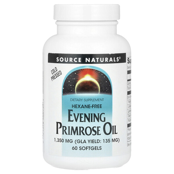 Evening Primrose Oil, 1,350 mg , 60 Softgels (Мягкие капсулы) Source Naturals