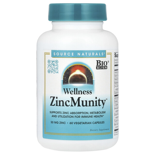 Wellness ZincMunity™, 60 Vegetarian Capsules (Вегетарианские капсулы) Source Naturals