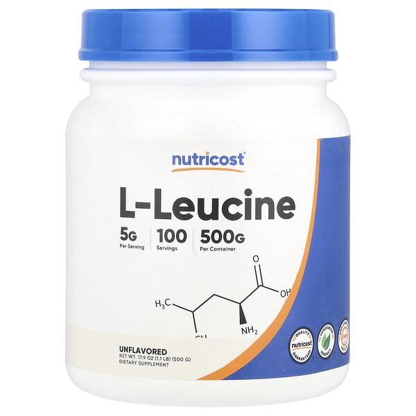 L-Leucine, Unflavored (Без вкуса), 17.9 oz (Унции)  (500 g) Nutricost