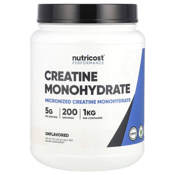 Performance, Creatine Monohydrate, Unflavored (Без вкуса) , 2.2 lb (Фунты) (1 kg) Nutricost