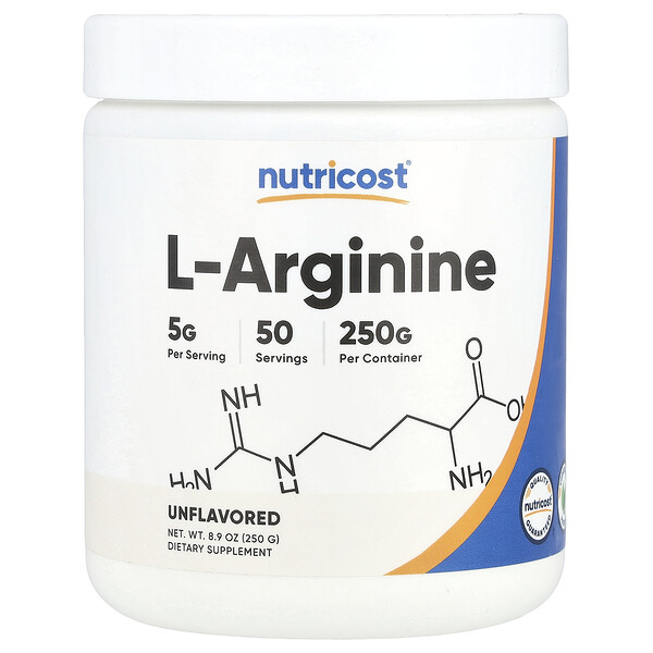 L-Arginine, Unflavored (Без вкуса), 8.9 oz (Унции) (250 g) Nutricost