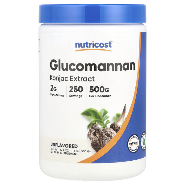 Glucomannan, Unflavored (Без вкуса), 17.9 oz (Унции) (500 g) Nutricost