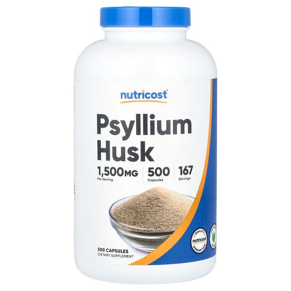 Psyllium Husk , 1,500 mg , 500 Capsules (500 mg per Capsule) Nutricost