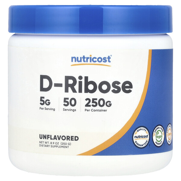 D-Ribose, Unflavored (Без вкуса) , 8.9 oz (Унции) (250 g) Nutricost