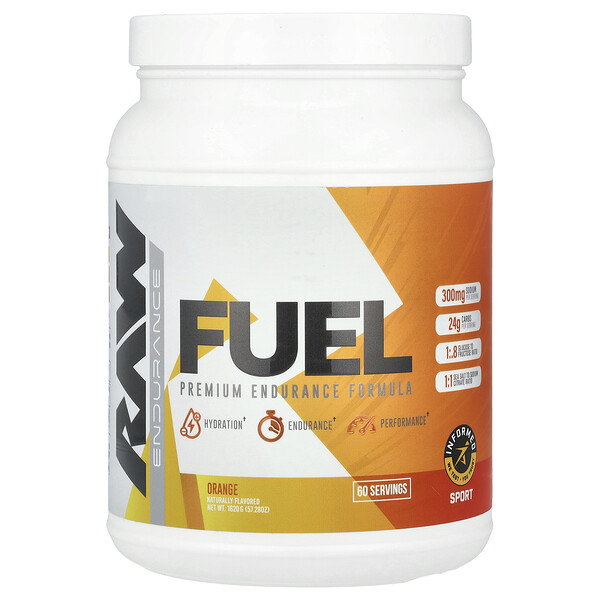 Fuel, Premium Endurance Formula, Orange, 57.28 oz (Унции) (1,620 g) Raw Nutrition