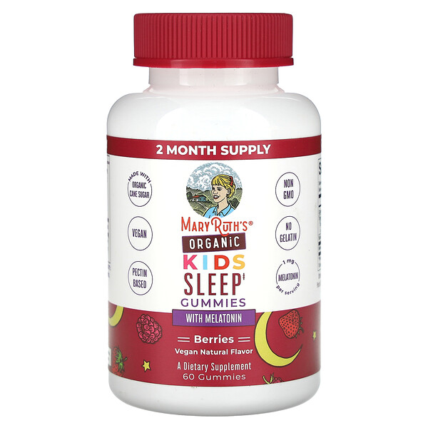 Organic Kids Sleep Gummies (Жевательные конфеты) with Melatonin, Berries, 1 mg, 60 Gummies MaryRuth's