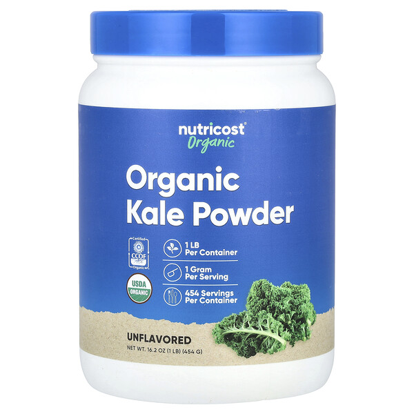 Organic Kale Powder (Порошок), Unflavored (Без вкуса), 16.2 oz (Унции) (454 g) Nutricost