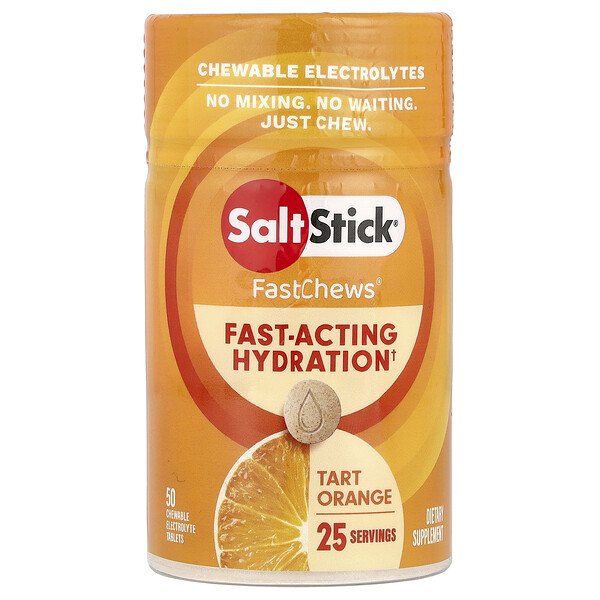 FastChews®, Chewable Electrolytes, Tart Orange, 50 Chewable Tablets SaltStick