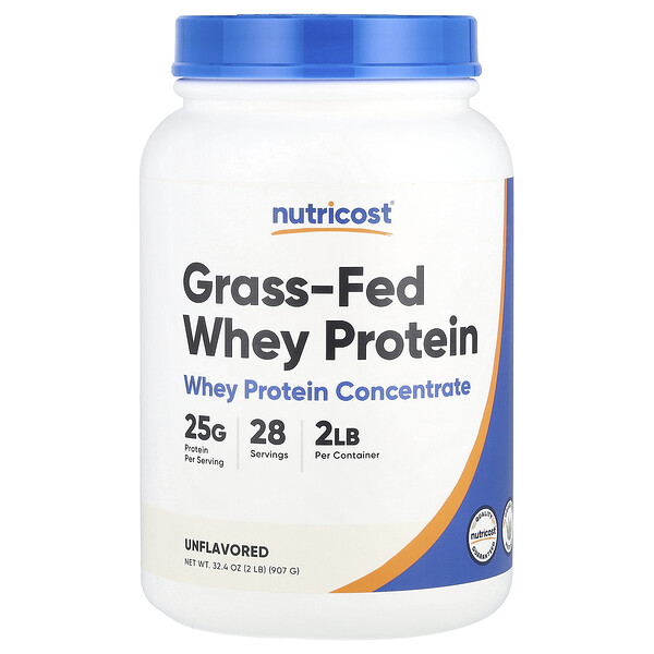 Grass-Fed Whey Protein, Unflavored (Без вкуса) , 2 lb (Фунты) (907 g) Nutricost