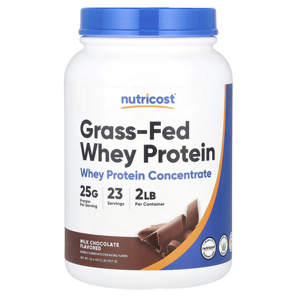 Grass-Fed Whey Protein, Milk Chocolate , 2 lb (Фунты) (907 g) Nutricost