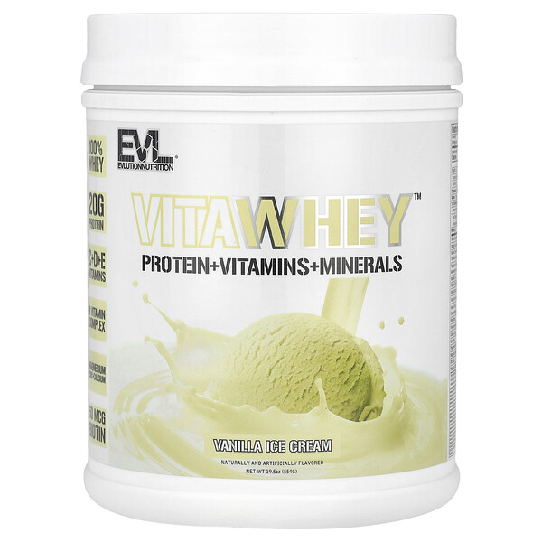 VitaWhey™, Vanilla Ice Cream (Крем), 19.5 oz (Унции) (554 g) EVLution Nutrition